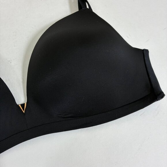 VTG Y2K Victoria’s Secret Padded No Wire Bra Black Satin 34D Minimalist - Picture 3 of 7